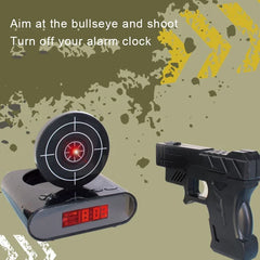 Lazy Man Table Clock, Snooze Mode Wake Up Clocks, Fun Pistol Shooting Gun Target Digital LED Alarm Clock, Shooting LCD Display-1